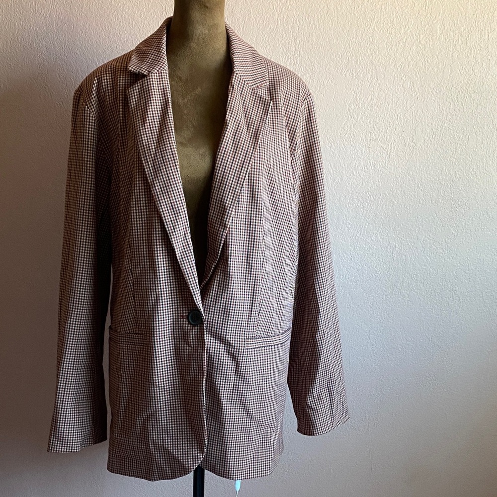 a new day Tan Checkered Blazer